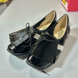 Sesto Golf Patent Leather Fringe Golf Shoes Black Silver Size 9 Narrow
